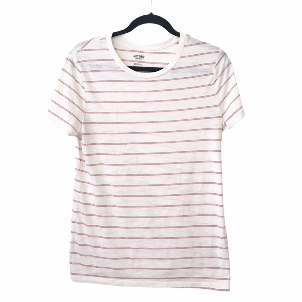 Mossimo White Stripe Short Sleeve T Shirt Tee